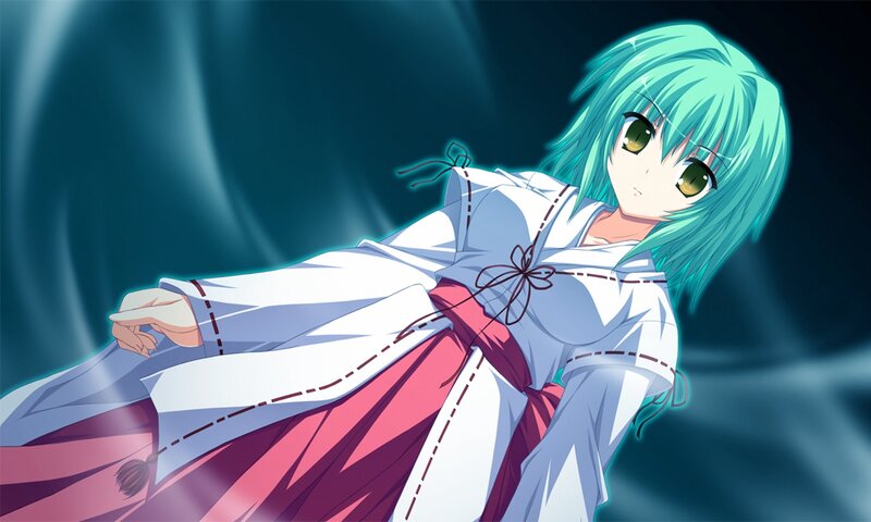 Green-haired Anime Girl — White, Dramatic, Kimono