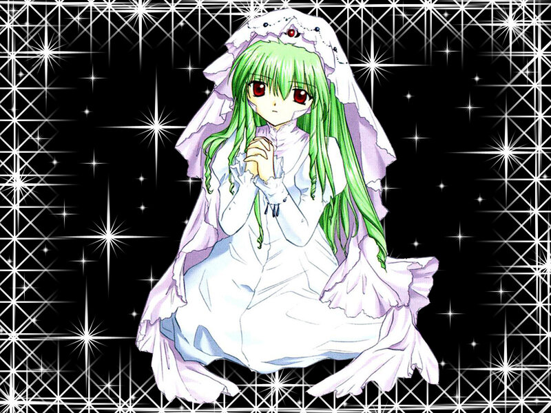 Green-haired Anime Girl — White, Dramatic