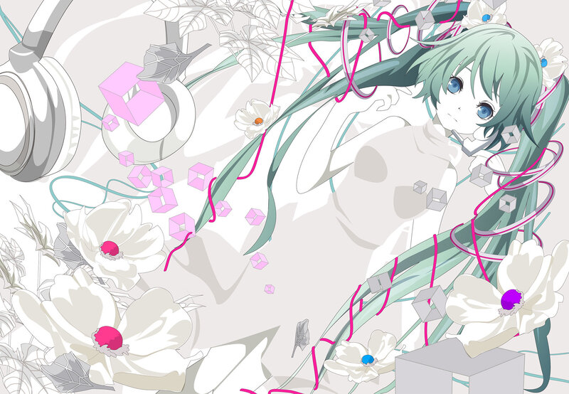 Green-haired Anime Girl — White, Dreamy