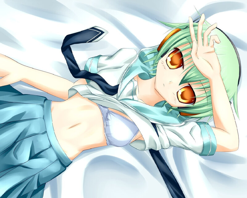 Green-haired Anime Girl — White, Relaxed