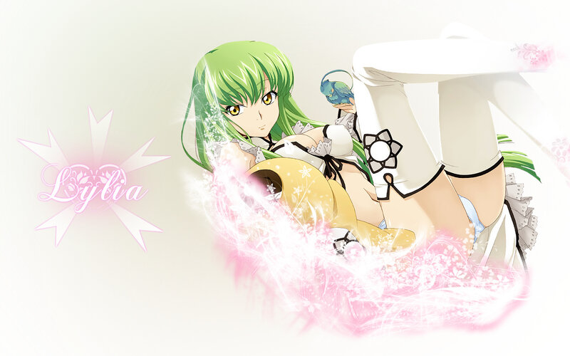 Green-haired anime girl with bird