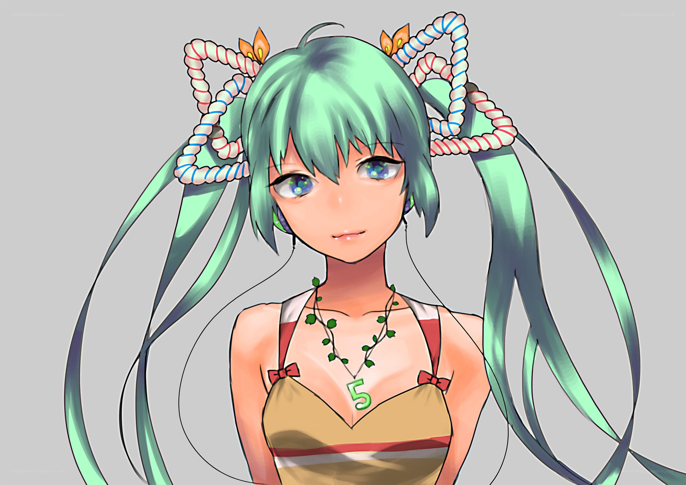 green-haired anime girl with braids