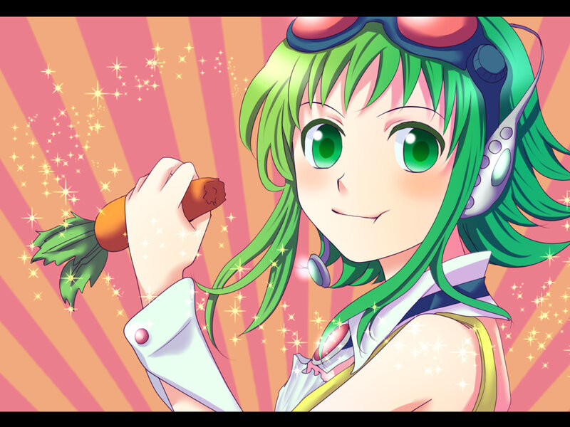 green-haired anime girl with carrot