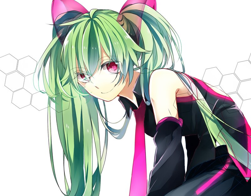 green-haired anime girl with cat ears
