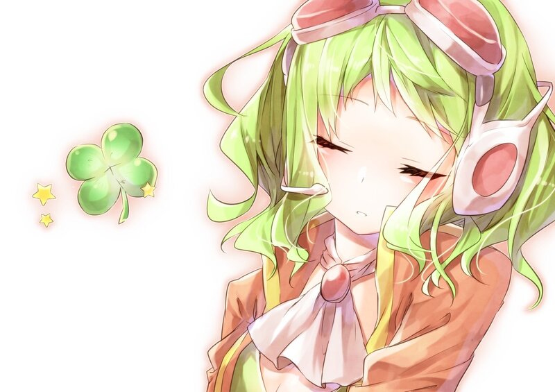 green-haired anime girl with clover