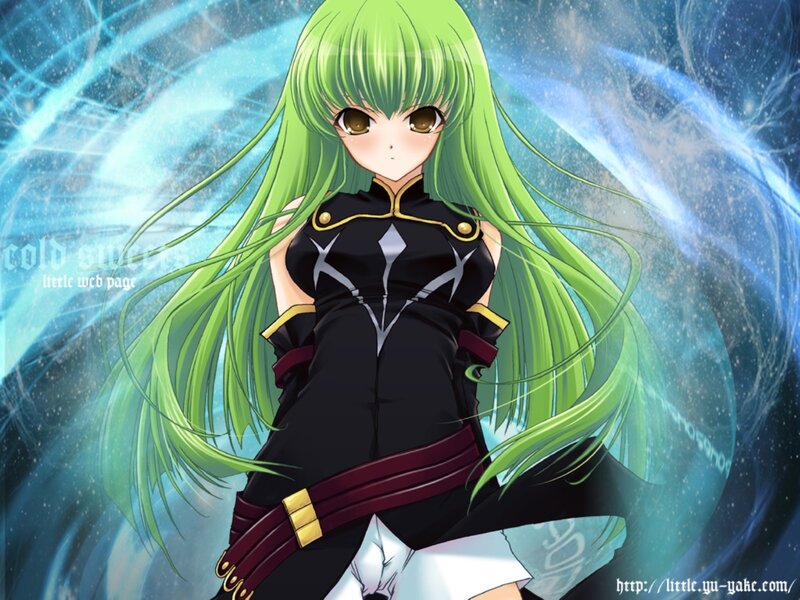 green-haired anime girl with energy aura