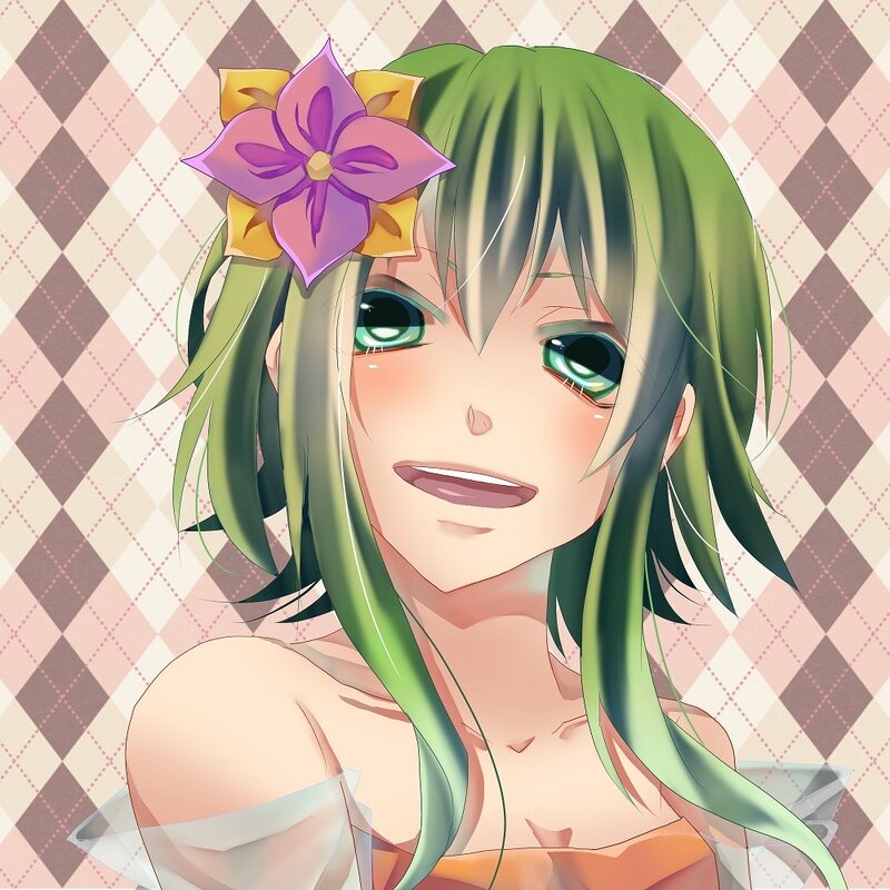 green-haired anime girl with flower
