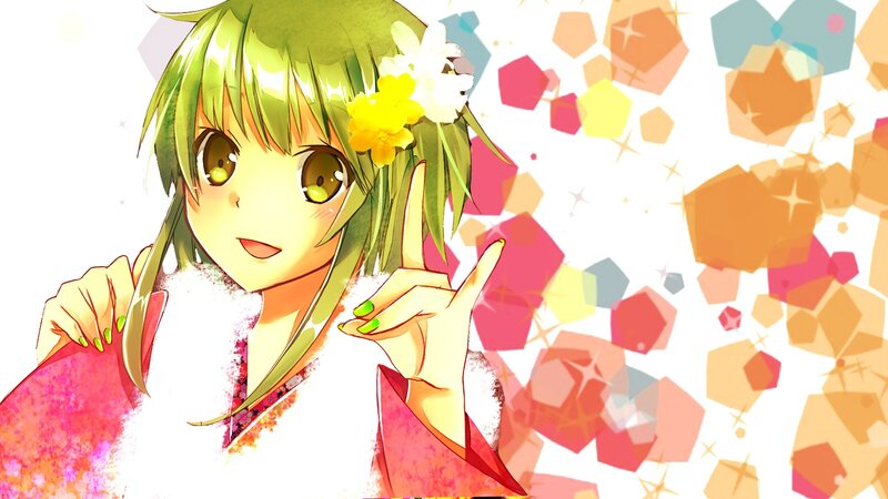green-haired anime girl with flowers
