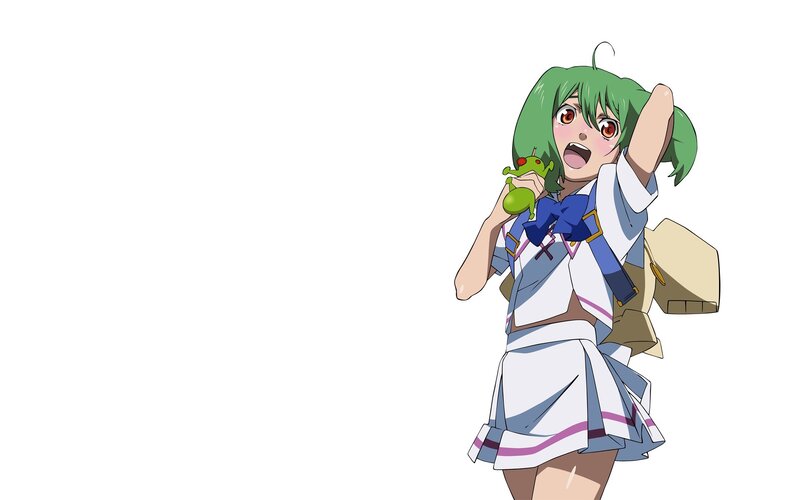 green-haired anime girl with frog