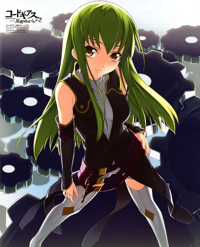 Green-haired anime girl with gears