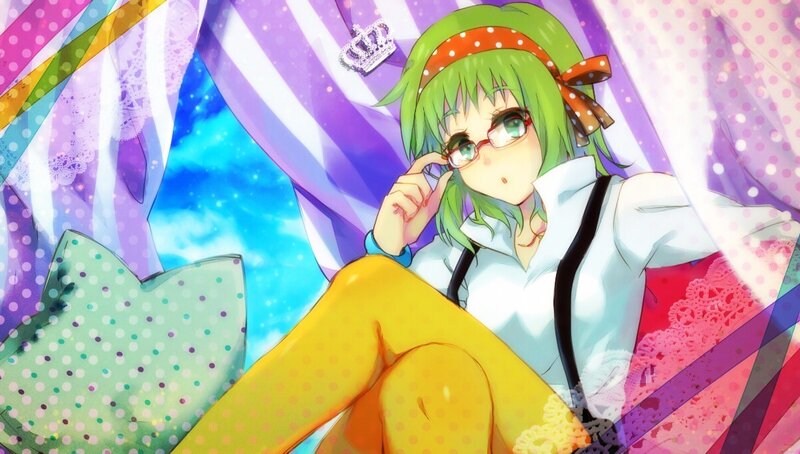 green-haired anime girl with glasses