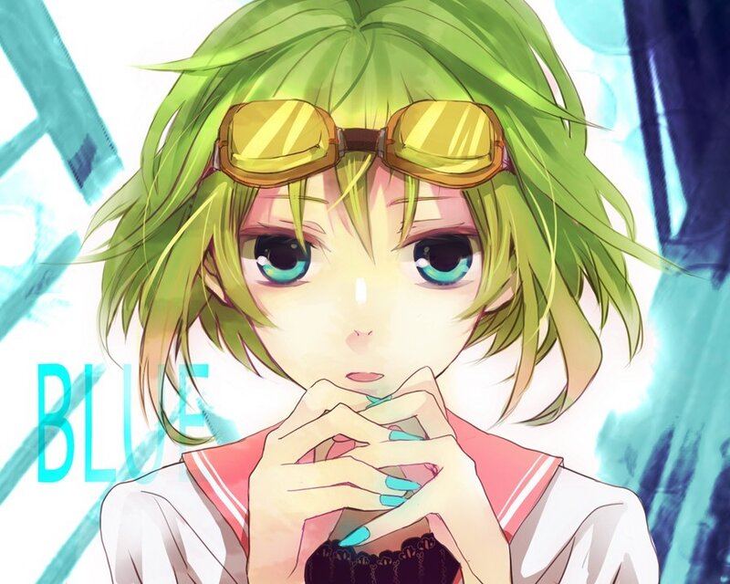 green-haired anime girl with goggles