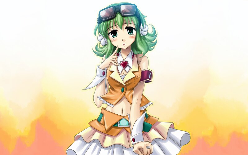 green-haired anime girl with goggles