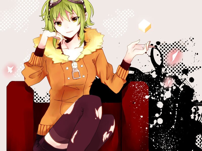 green-haired anime girl with goggles