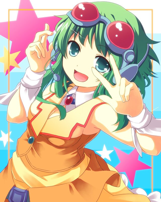 green-haired anime girl with goggles