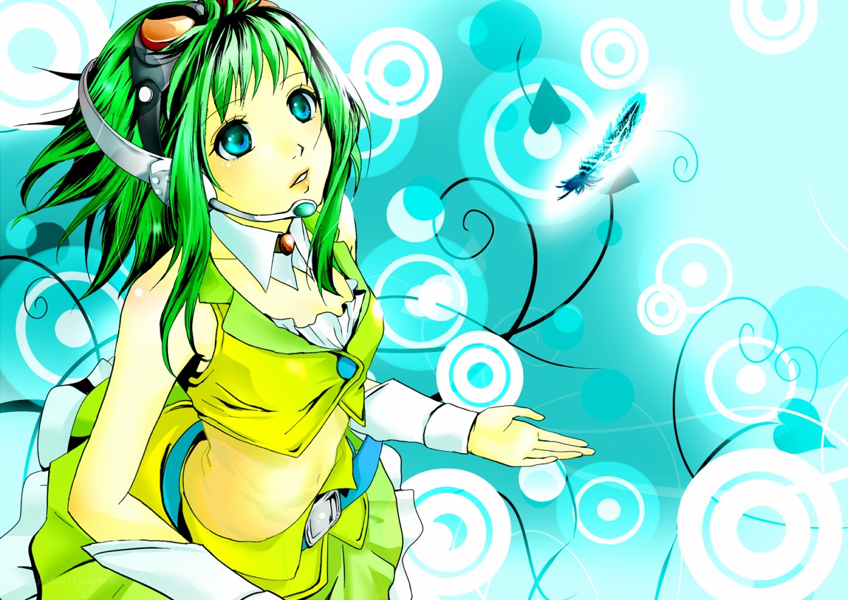 green-haired anime girl with headset
