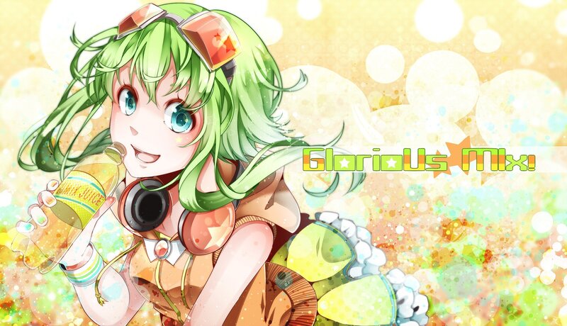 Green-haired anime girl with juice