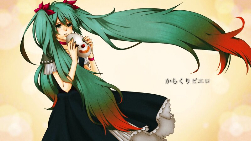 green-haired anime girl with mask