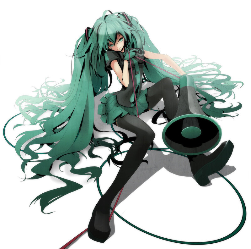 green-haired anime girl with megaphone