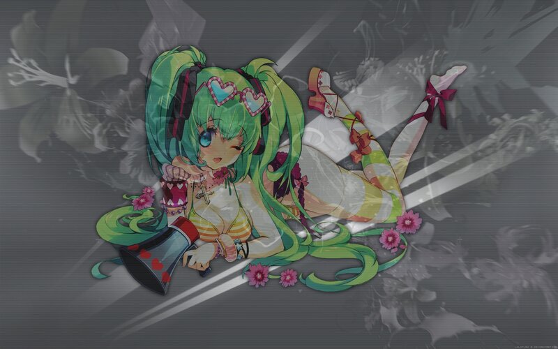 green-haired anime girl with megaphone