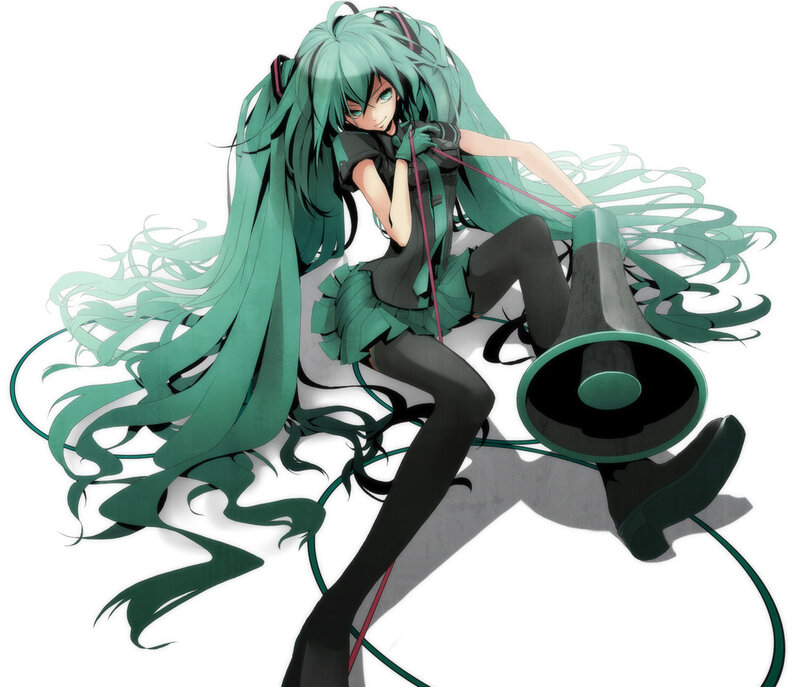 green-haired anime girl with megaphone