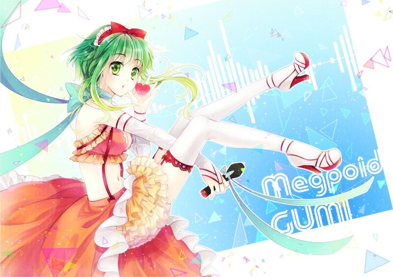 Green-haired anime girl with microphone