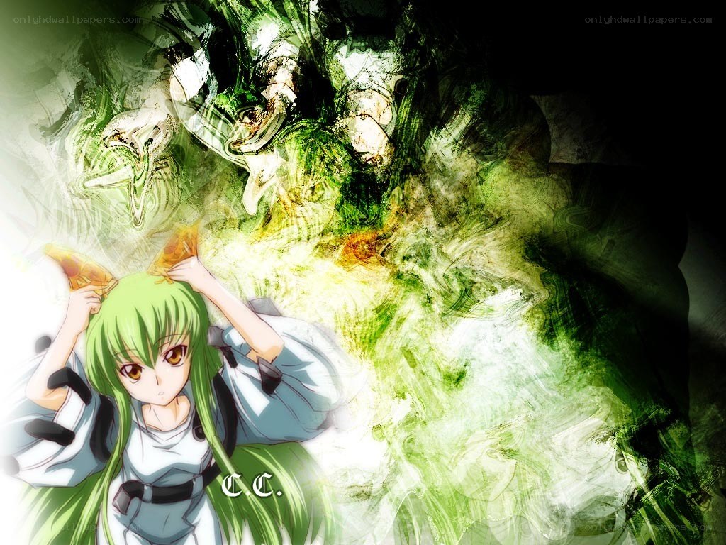 green-haired anime girl with monster