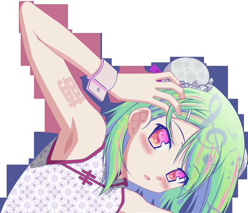 green-haired anime girl with musical notes
