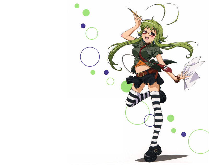 green-haired anime girl with paintbrush