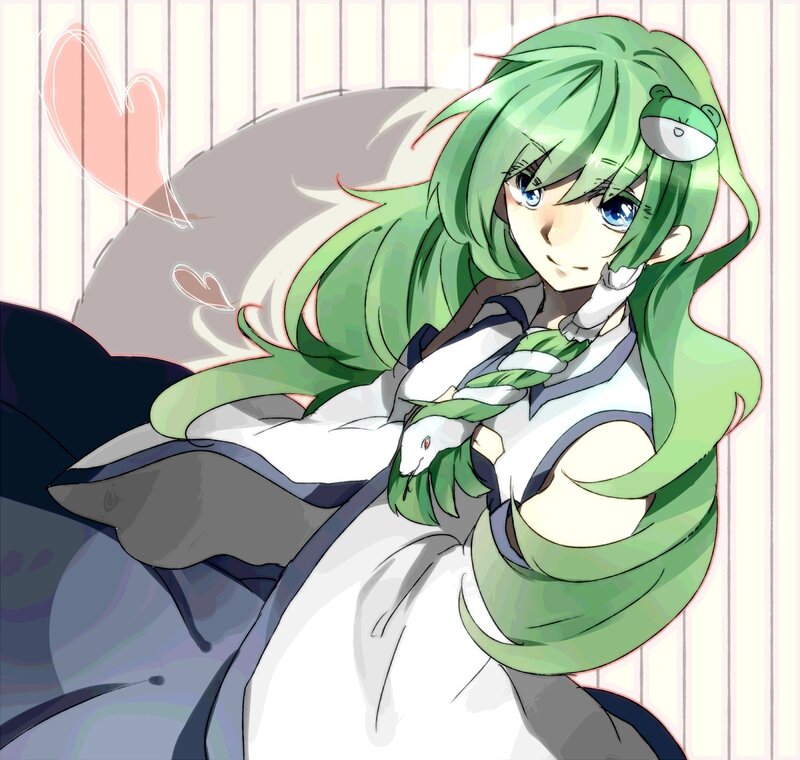 green-haired anime girl with rabbit