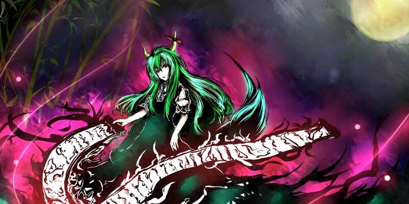 green-haired anime girl with serpent