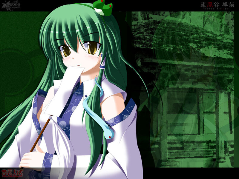 Green-haired anime girl with snake