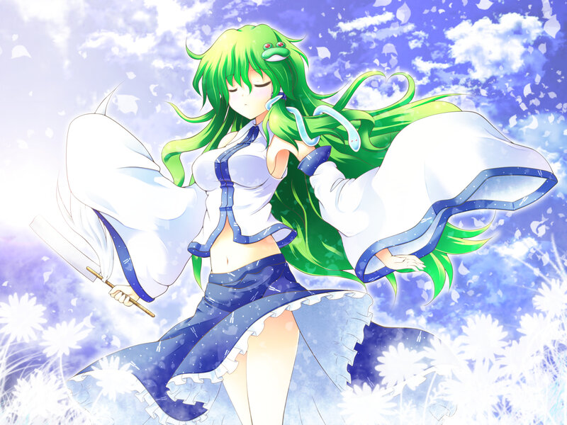 Green-haired anime girl with snake