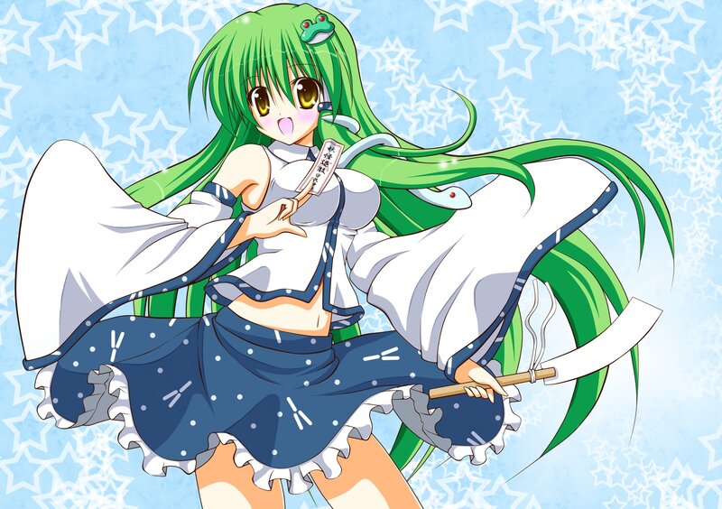 green-haired anime girl with snake