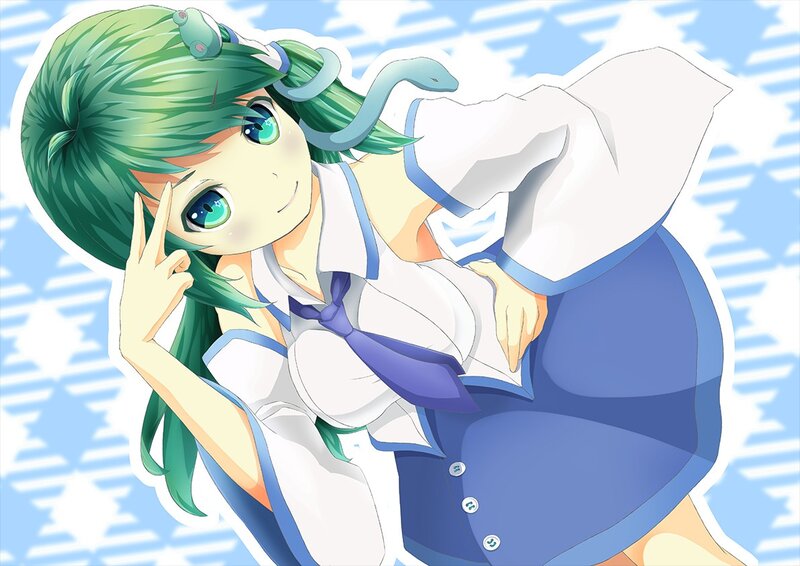 green-haired anime girl with snake