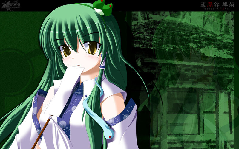green-haired anime girl with snake