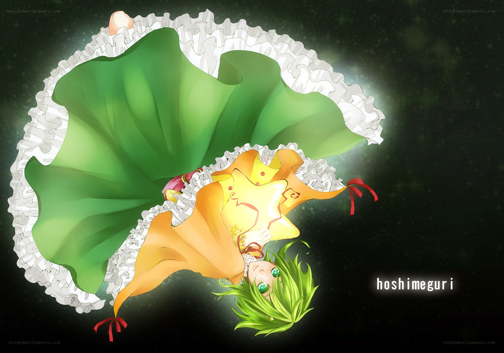 green-haired anime girl with star