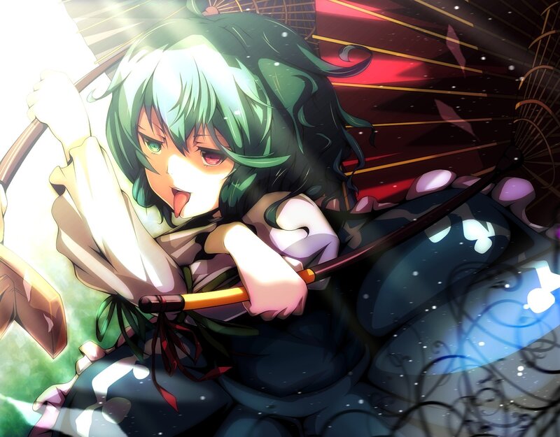 green-haired anime girl with sword
