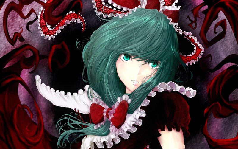 green-haired anime girl with tentacles