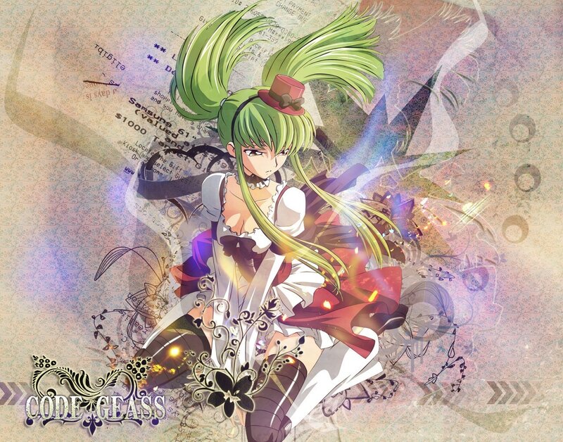 Green-haired anime girl with top hat