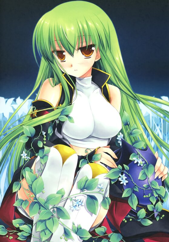 Green-haired anime girl with vines