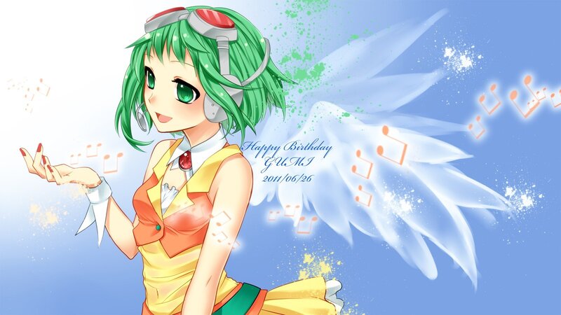 green-haired anime girl with wings