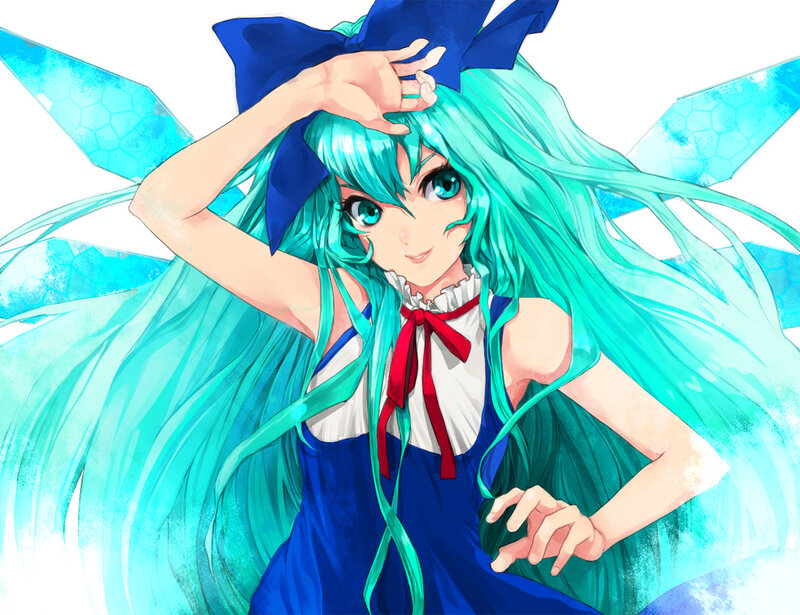 green-haired anime girl with wings