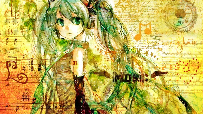 Green-haired Anime Girl — Yellow, Artistic