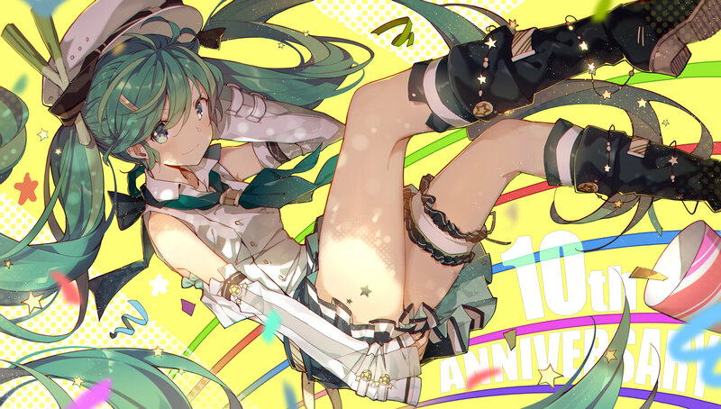Green-haired Anime Girl — Yellow, Celebratory