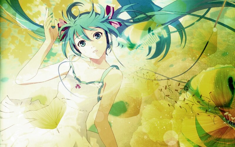 Green-haired Anime Girl — Yellow, Dreamy