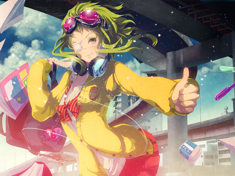 Green-haired Anime Girl — Yellow, Energetic, Afternoon, Goggles
