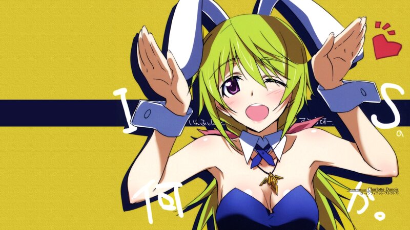 Green-haired Anime Girl — Yellow, Playful, Heart Symbol