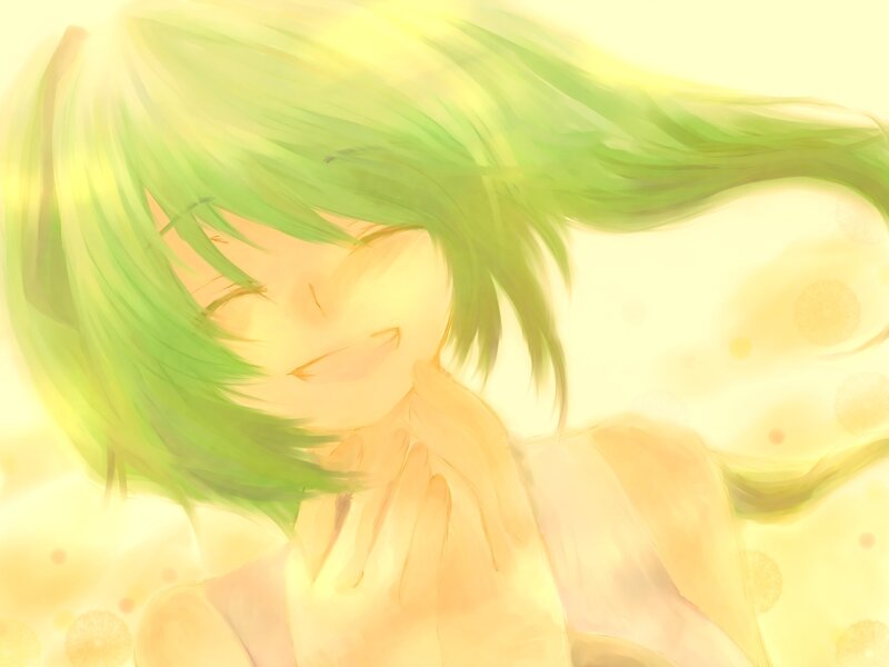 Green-haired Anime Girl — Yellow, Serene