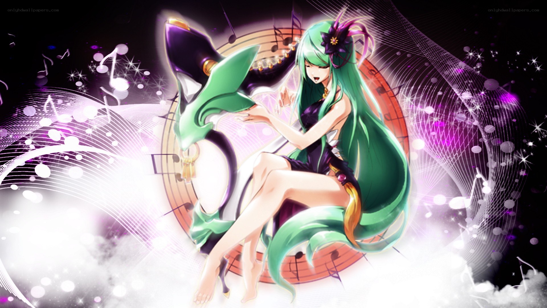 green-haired anime musician